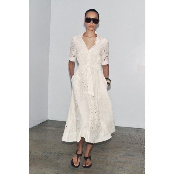 Zara Embroidered Shirt Dress Size XS - Picture 2 of 9